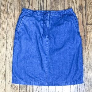 Vintage Jean Pencil Skirt w Drawstring Waist Size Medium Neutral Minimalist Y2K
